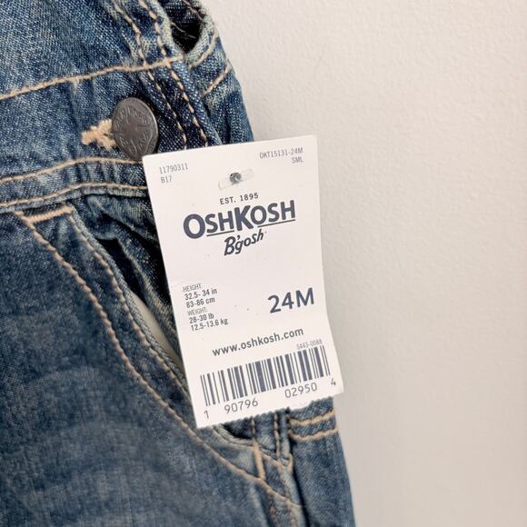 OshKosh B'Gosh NWT 24 Month Baby Blue Denim Overalls Boy Girl NEW - Picture 4 of 7